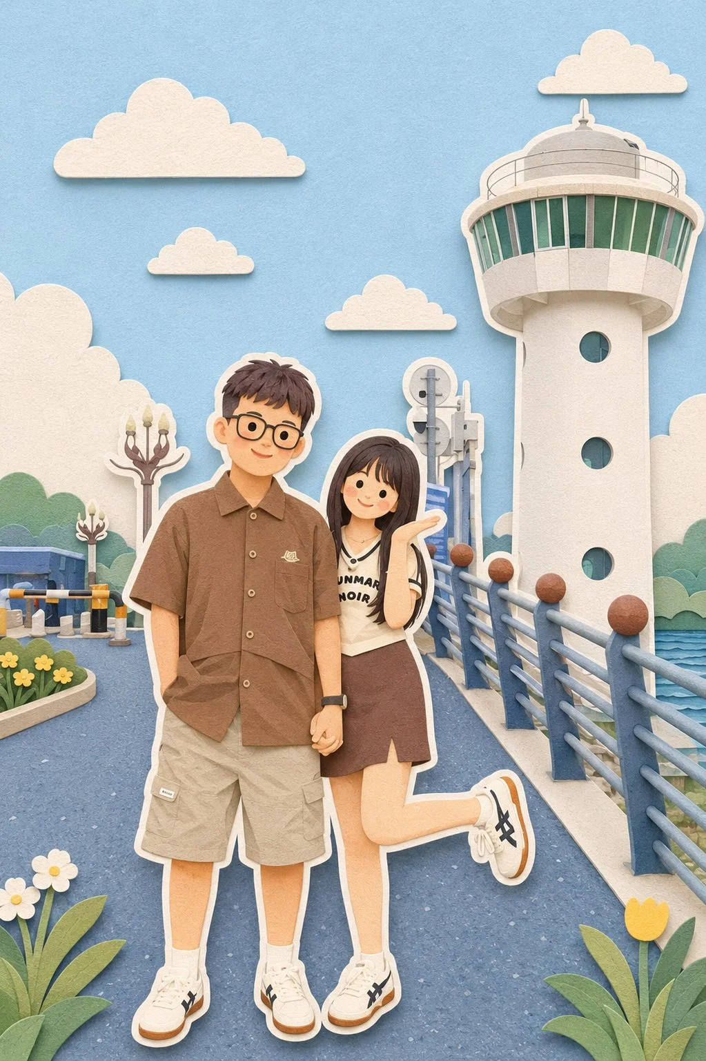 手工剪纸插画