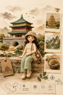 手工立体模型风格目的地旅行海报