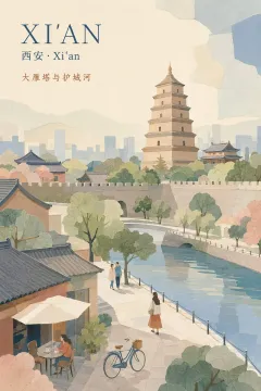 西安-粉彩纸拼贴风格